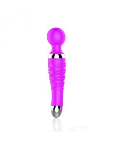 Stan Institute Mini Massager 18 Speed Silicone Cordless Rechargeable Wand (Purple)