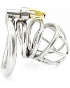 Stainless Steel Cock Cage Penis Ring M Size Virginity Lock Chastity Belt Adult Game Sex Toy 4.0CM