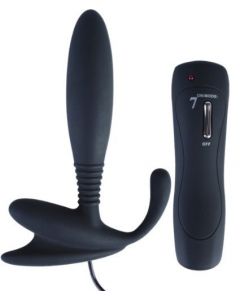 Stan Institute Male Prostate Stimulation Massager Silicone 7 Speed Vibrator Beginner Massager in Black