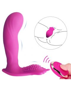 Wearable Vibrator Clitoris and G-Spot Stimulator Remote Control Vibrate Masturbation Dildo Toys for Adult