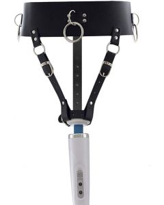 Electric Leather Waistband Harness Fixed Tie Belt Harness Vibrator Holder(Wand Or Vibrator Not Included)