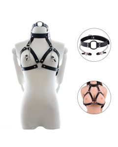 SM Restraint Bondage Handcuffs Breast Clamp and Neck Collar