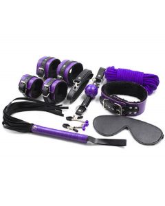 purple&black lovers set leather body harness slave restraints bondage bdsm sex flirting kit suit 