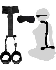 BDSM Adult Sex Toys for Couples Bondage Restraints Set Neck to Wrist - Behind Back Handcuffs Collar with Blindfold Adjustable Bondage Gear & Accessories, Bed SM Games Play Toys Couples Adult Sex Rope