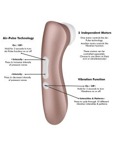 Pro 2 Plus Vibration Air-Pulse Clitoris Stimulating Vibrator - Non-Contact Clitoral Sucking Pressure-Wave Technology