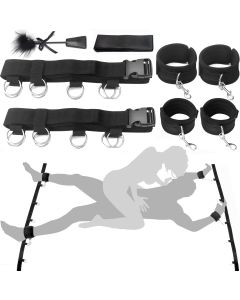 Bondage Adult Sex Toys Sex Restraints - SEXY SLAVE Strict Bed Restraint Kit, Under Mattress Restraint Bondage Set with Wrist Ankle Cuff, BDSM Sex Game Play for Couple, Blindfold & Tickler Included