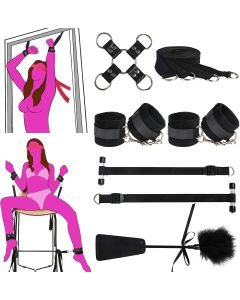 Sex Restraints Bondage Kit Couple Sex Toys, 7pcs Wrist To Ankle Bondage Cuffs Bed Door Bondage Sets Restraints Kit Sexual Tools, BDSM Kit Sex Straps Bondage Gear & Sex Accessories for Adults & Couples